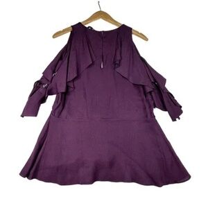 Theory Desiraya Senna Cold Shoulder Blouse size Large Purple